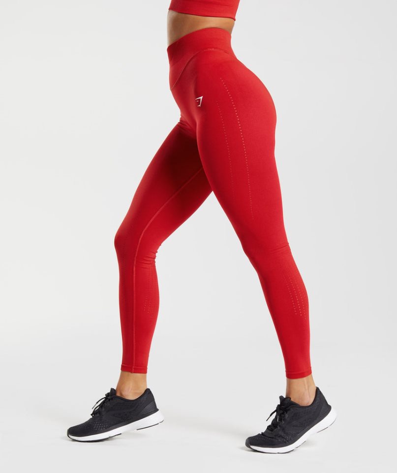 Legginsy Gymshark Sweat Seamless Sculpt Damskie Czerwone | PL 250GSM